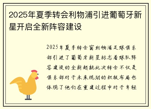 2025年夏季转会利物浦引进葡萄牙新星开启全新阵容建设