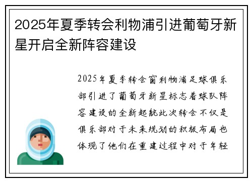 2025年夏季转会利物浦引进葡萄牙新星开启全新阵容建设